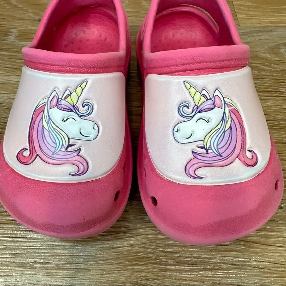 Swiggles Pink Unicorn Girls Size 5/6 Slip On Clogs